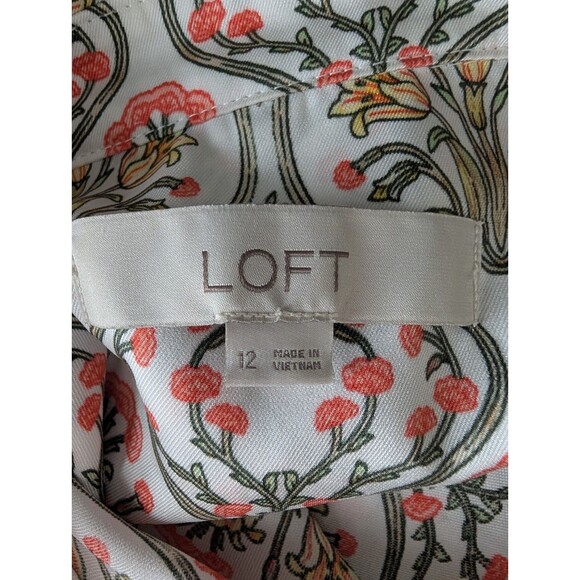 LOFT Womens Floral Maxi Shirt Dress 12 Long Sleeve Button Front Tuilerie - Picture 14 of 14